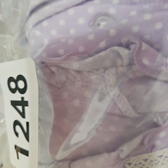 Miss Elaine Purple Polka-dot 1X Nightgown pockets button sleeveless cotton - Picture 10 of 11